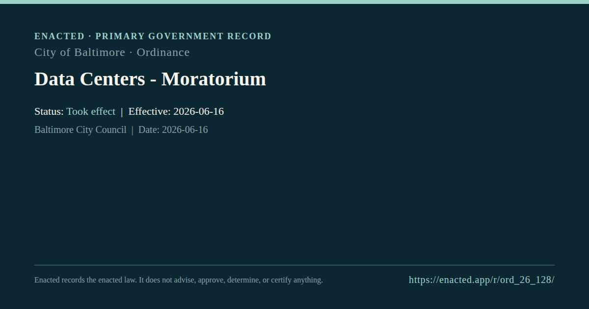 Data Centers - Moratorium